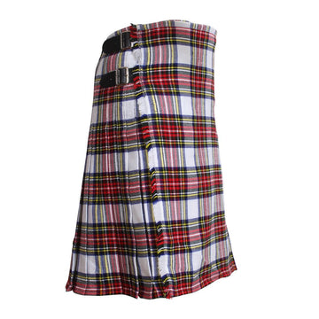 Scottish Dress Stewart Tartan Kilt 8 Yards With Pleats Medium Weight 13oz Leather Straps - biznimart